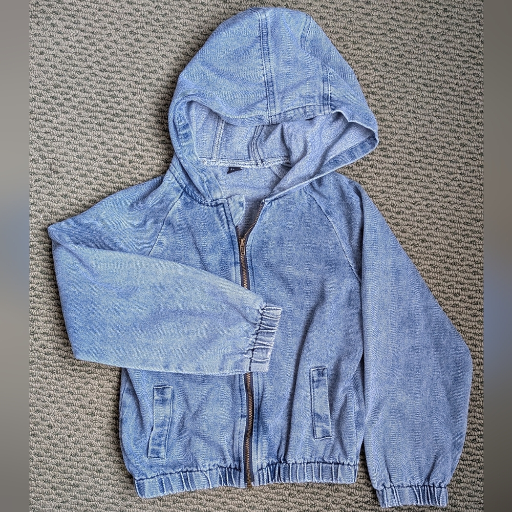 Shien Kids Blue Denim Jacket with Hood.  Size 7
